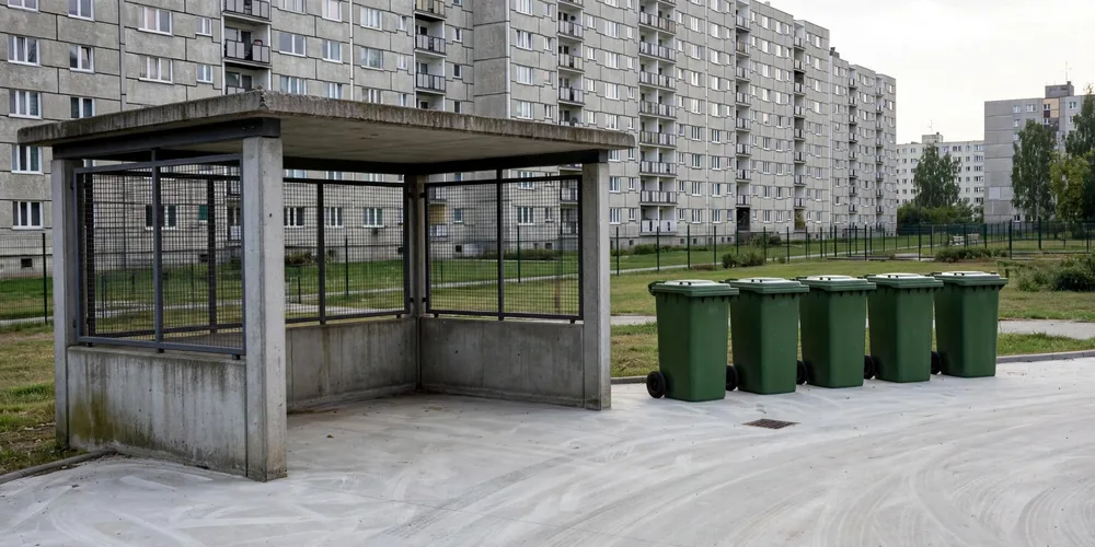 Pusty magazyn z drożnymi przejściami po zakończeniu etapu prac