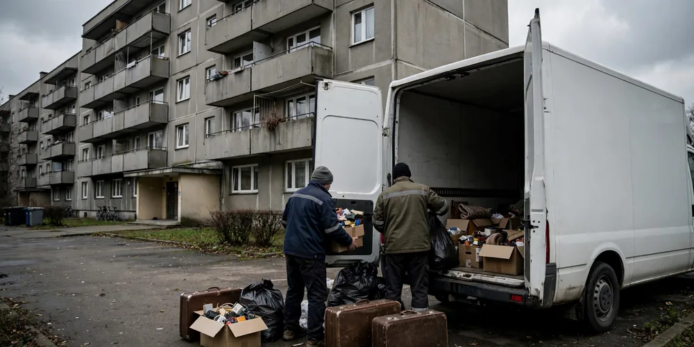 Załadunek zwiniętych dywanów i wykładzin na samochód dostawczy