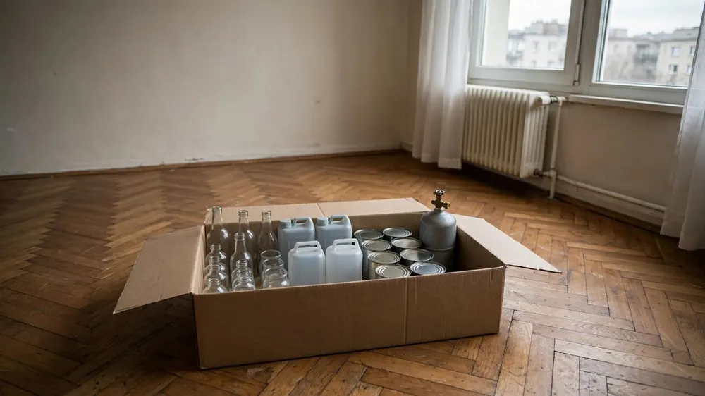 Leki, chemia i butle gazowe z mieszkania po osobie zmarłej