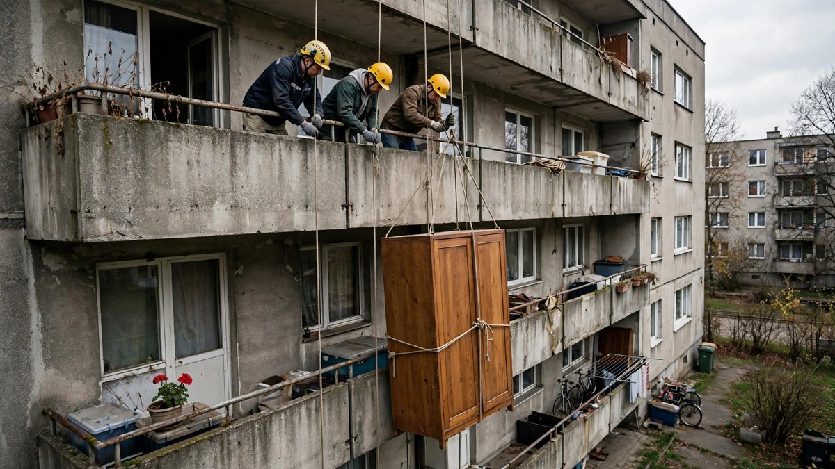 Wynoszenie mebli przez okno i balkon — warunki, sprzęt i bezpieczeństwo — zdjęcie 1