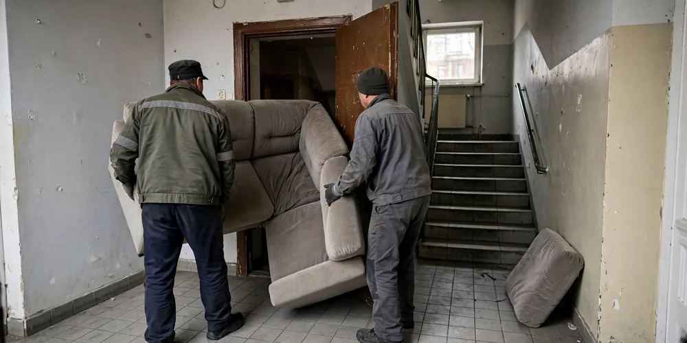 Wywóz kanapy i narożnika Stryków — załadunek starych mebli i sprzętu na samochód dostawczy