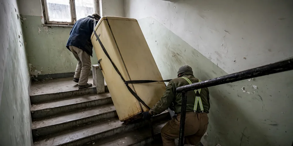 Wywóz lodówki Stryków — załadunek starych mebli i sprzętu na samochód dostawczy