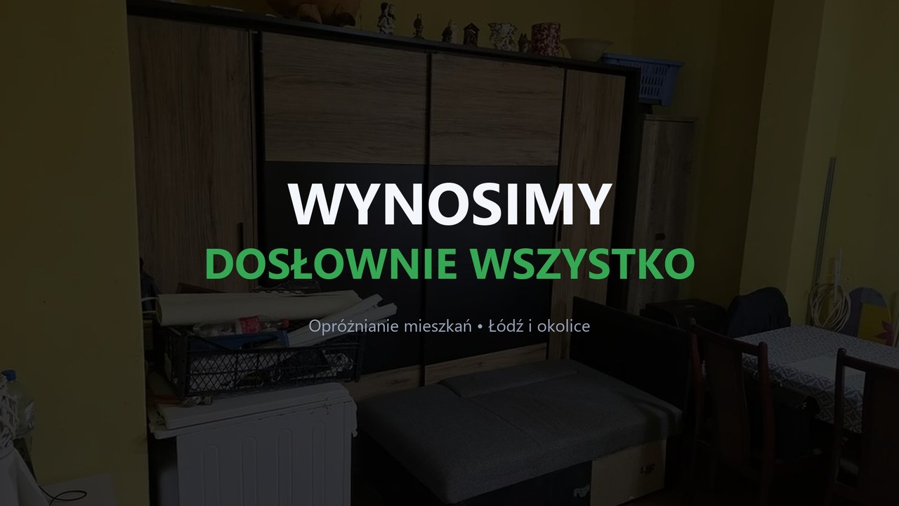 Kadr z filmu o opróżnianiu mieszkań i wywozie mebli w Łodzi